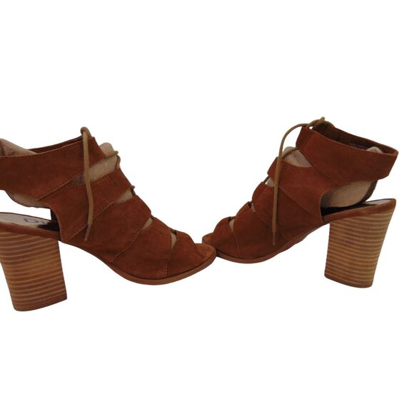 Diba True Tren Dee Brown Suede Lace Up Heels Size 10 Gladiator Shoes Lace Up - Picture 6 of 11